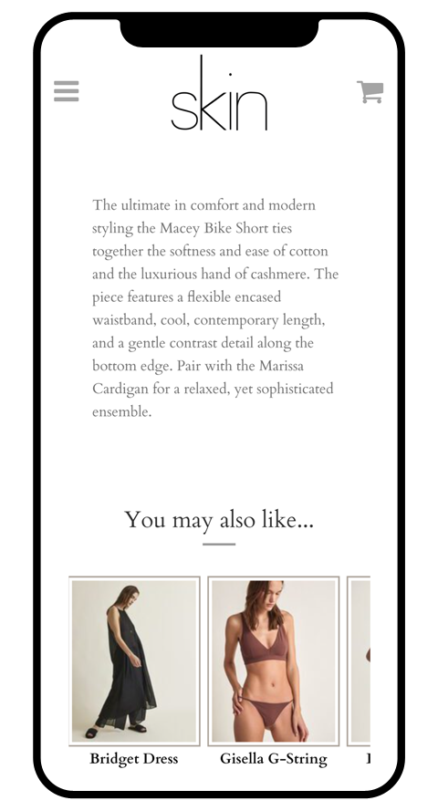 Personalized "You may also like" recommendations on Skin Worldwide